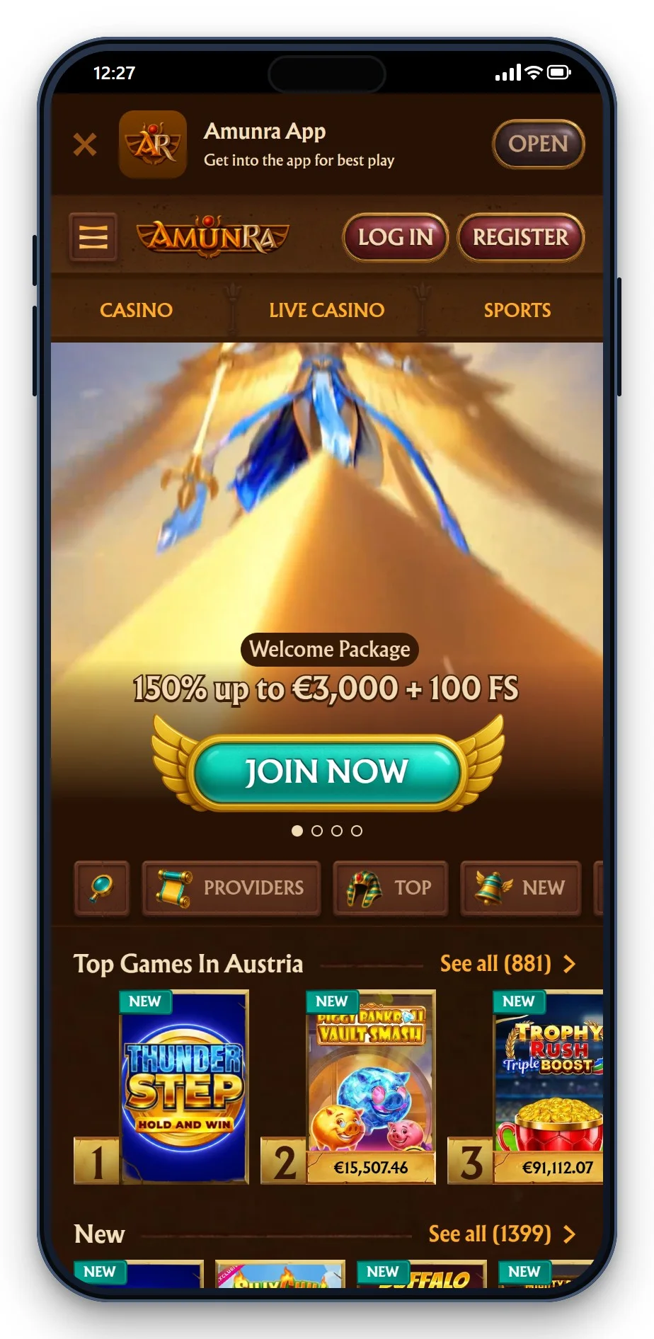 casino mit mga lizenz: AmunRa mobil, Lobby