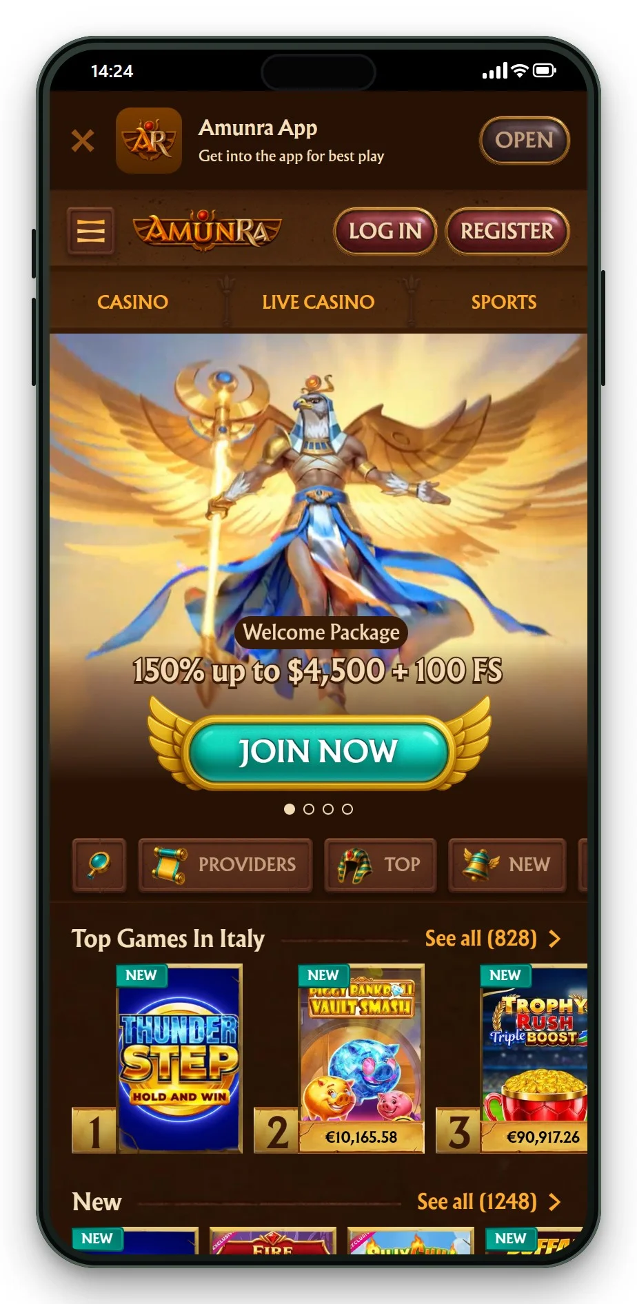 mga casinos australia: AmunRa mobile lobby