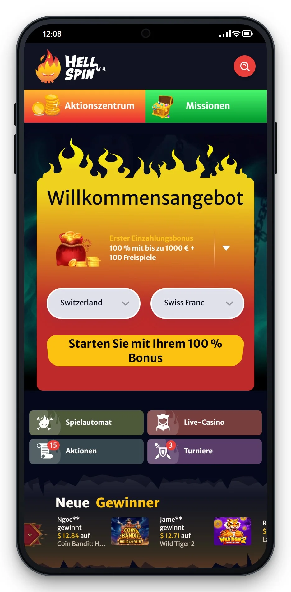 online casino mit malta lizenz: HellSpin mobil, Lobby
