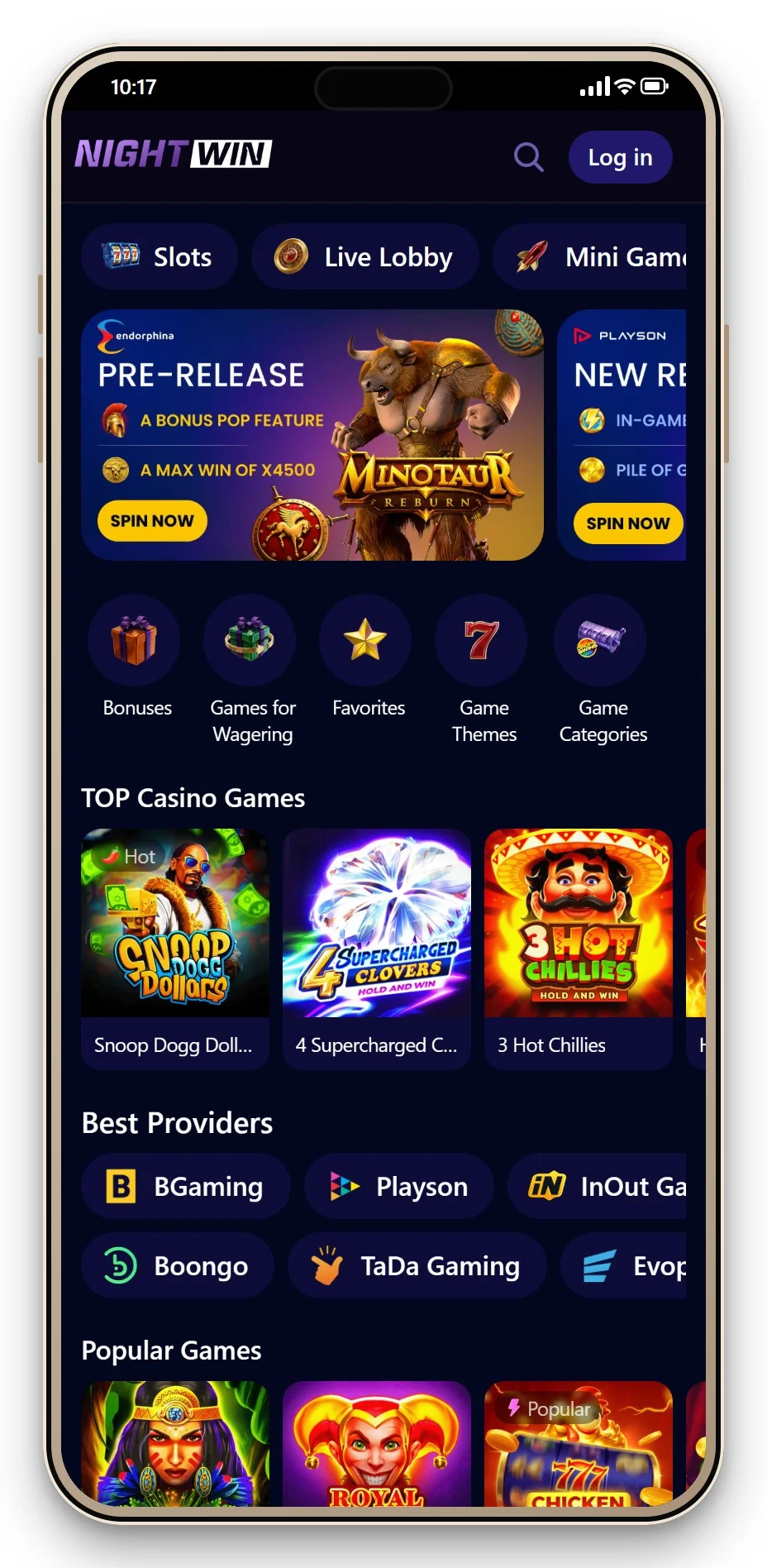 MGA kasino Česko: mobilní lobby NightWin