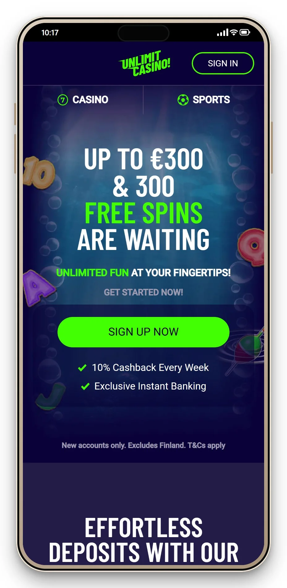 kasina s maltskou licencí: mobilní lobby Unlimit Casino