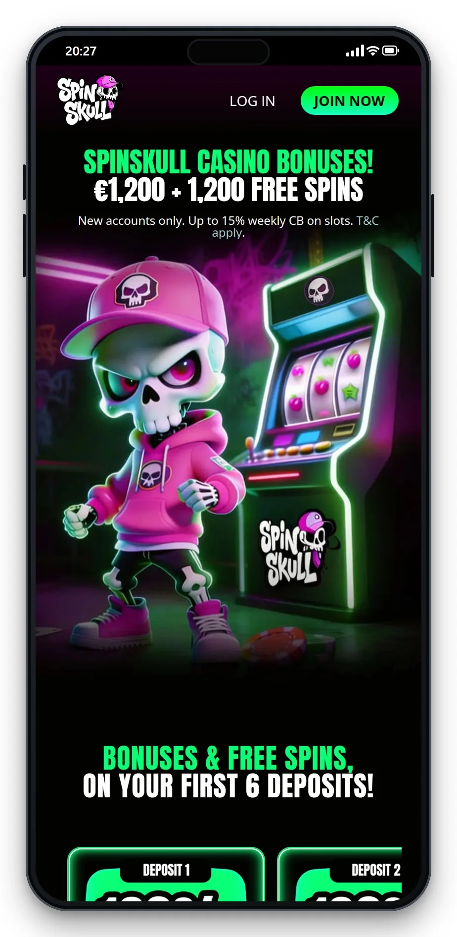 casino med mga licens: SpinSkull mobil lobby