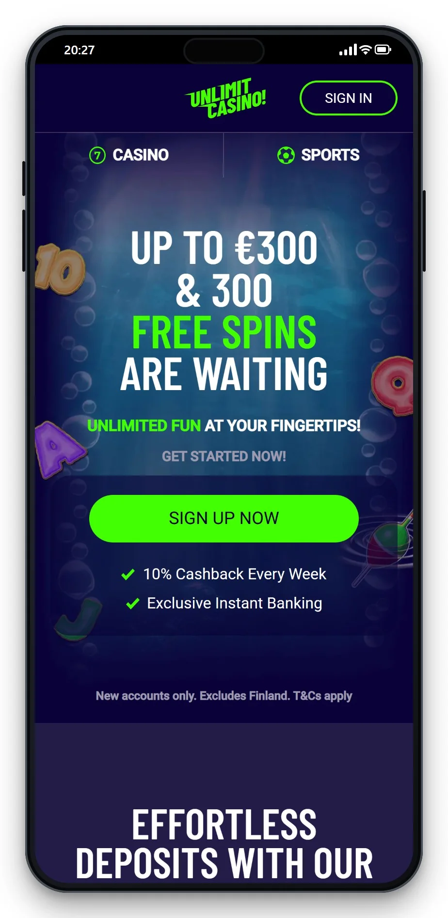 malta casino: Unlimit Casino mobil lobby