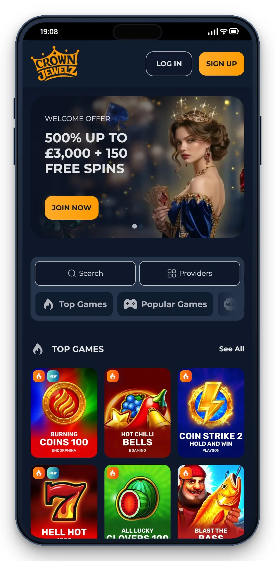 malta casinos not on gamstop: CrownJewelz mobile lobby