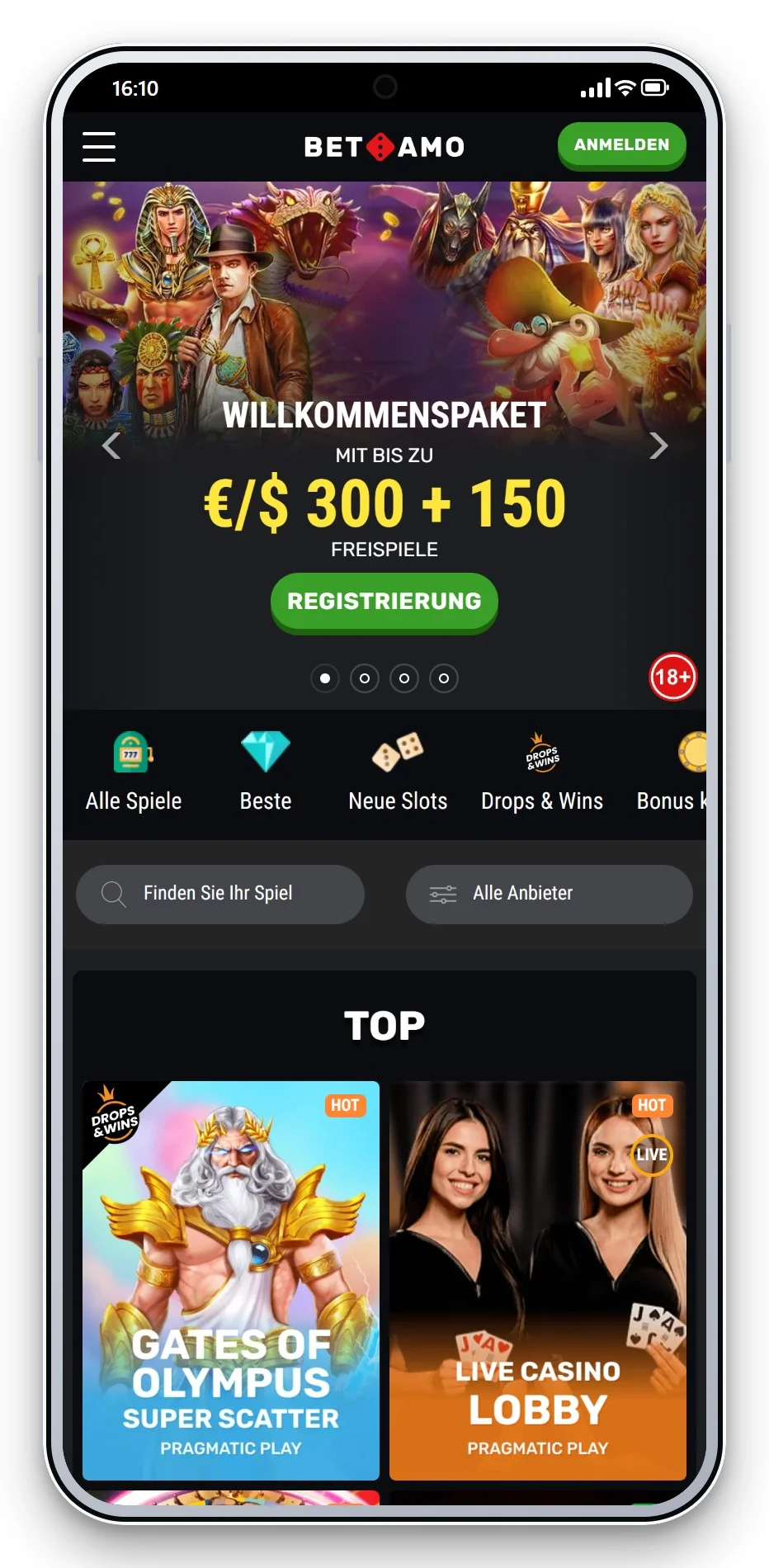 malta online casino: Betamo mobil, Lobby